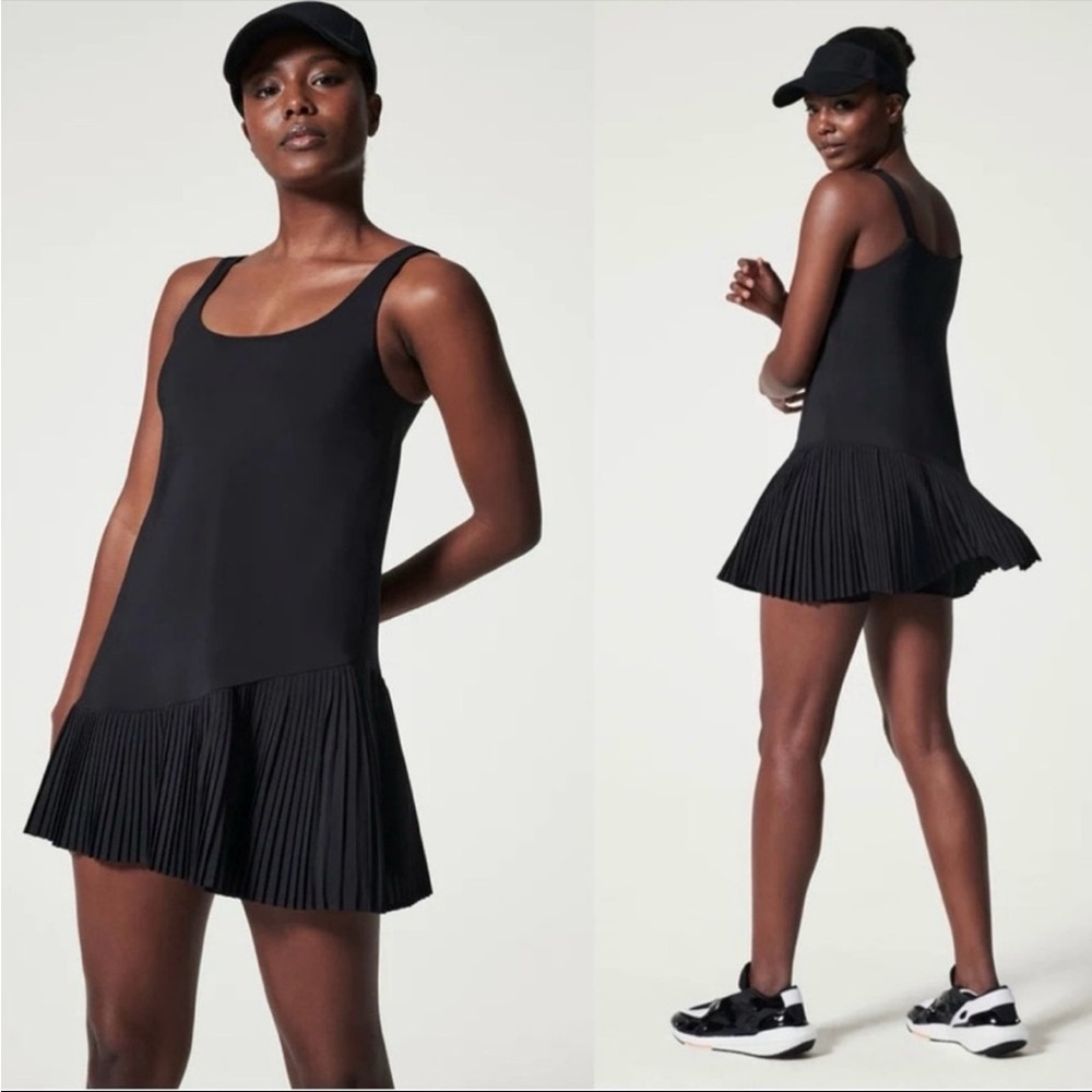 Spanx Yes Pleats Dress Shorts Romper Lined Athletic Dress